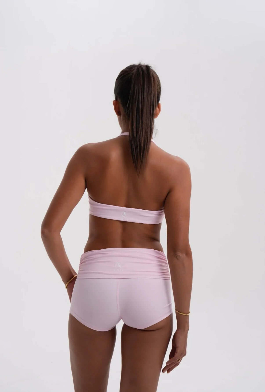 Fold over Scrunch Short Baby Pink - Kitty Activewear