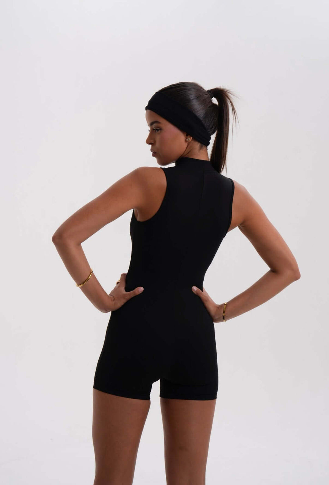 Belle Sleeveless Romper Black - Kitty Activewear