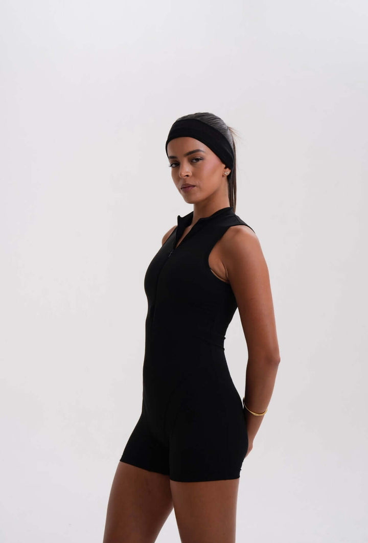 Belle Sleeveless Romper Black - Kitty Activewear