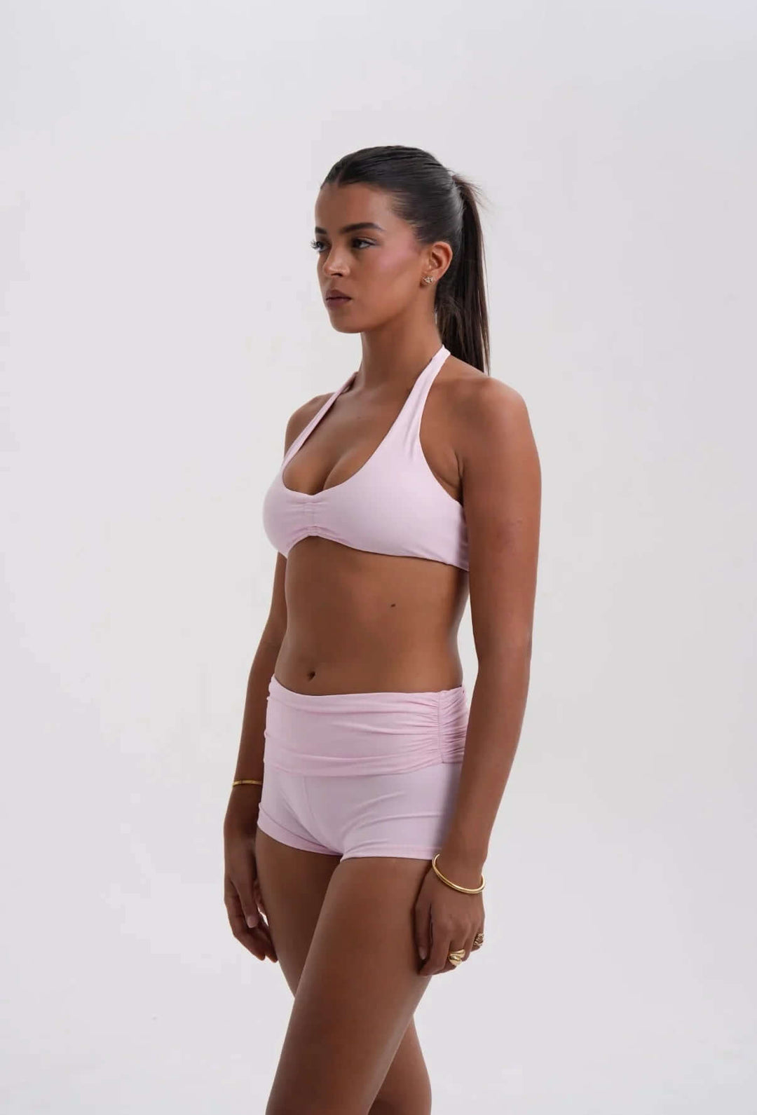 Fold over Scrunch Short Baby Pink - Kitty Activewear