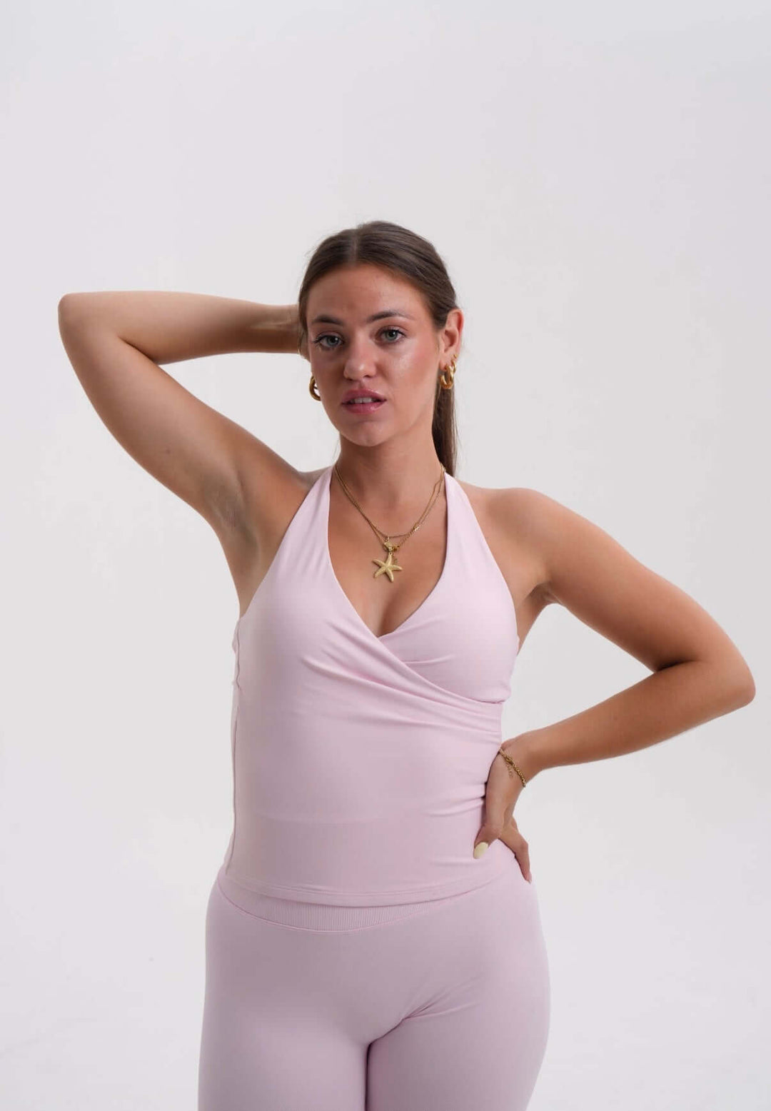 Cross Halter Tank Pink - Kitty Activewear