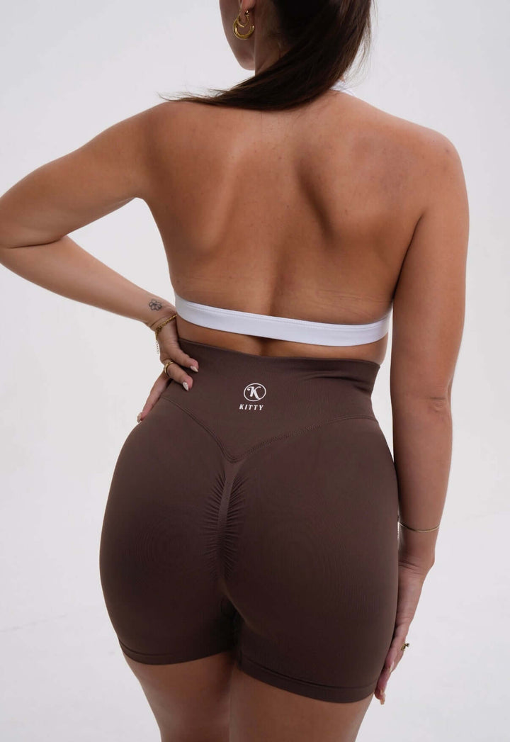 Seamless Scrunch Short Espresso - Kitty Activewear
