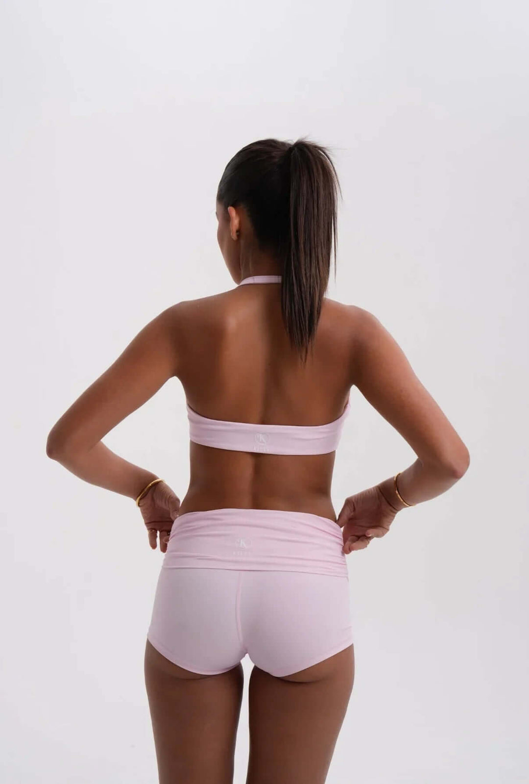 Fold over Scrunch Short Baby Pink - Kitty Activewear