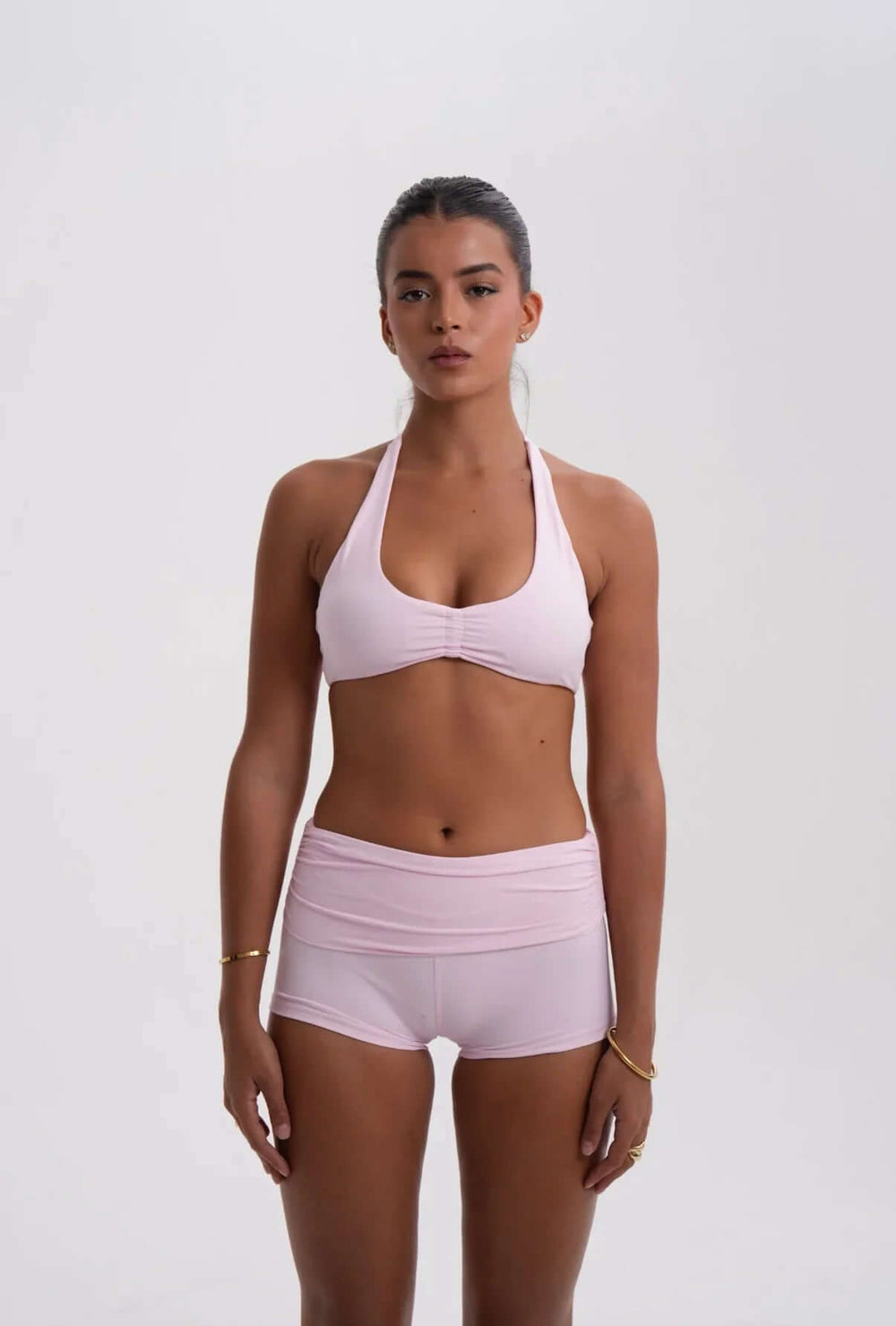 Fold over Scrunch Short Baby Pink - Kitty Activewear