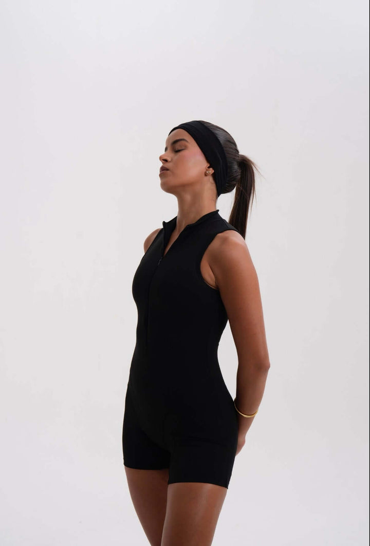 Belle Sleeveless Romper Black - Kitty Activewear
