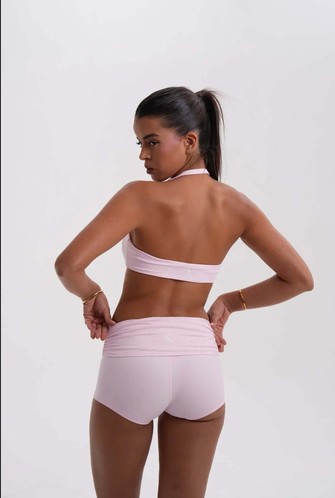 Fold over Scrunch Short Baby Pink - Kitty Activewear