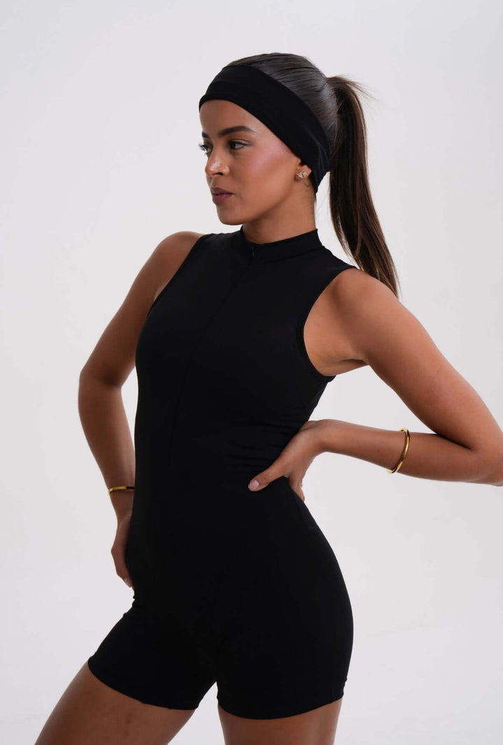 Belle Sleeveless Romper Black - Kitty Activewear