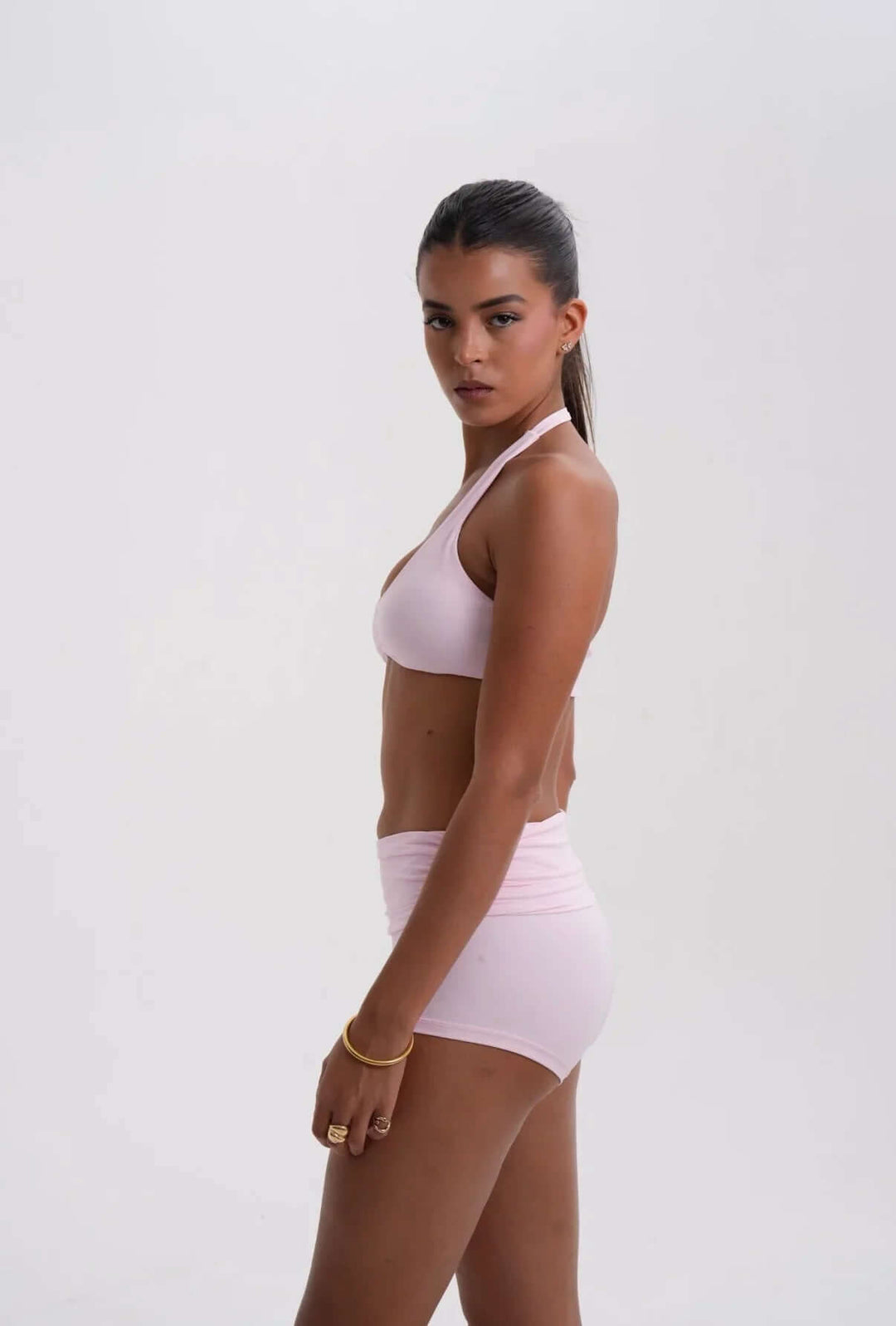 Fold over Scrunch Short Baby Pink - Kitty Activewear