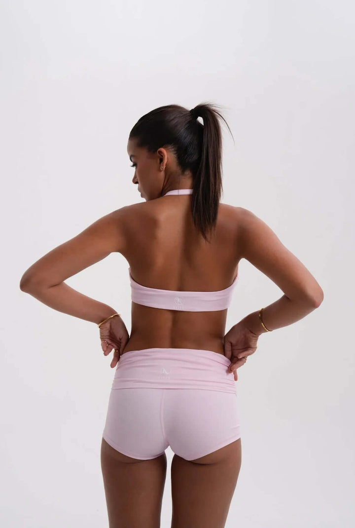 Fold over Scrunch Short Baby Pink - Kitty Activewear