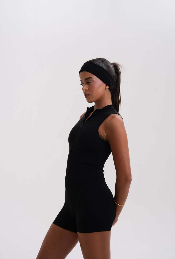 Belle Sleeveless Romper Black - Kitty Activewear