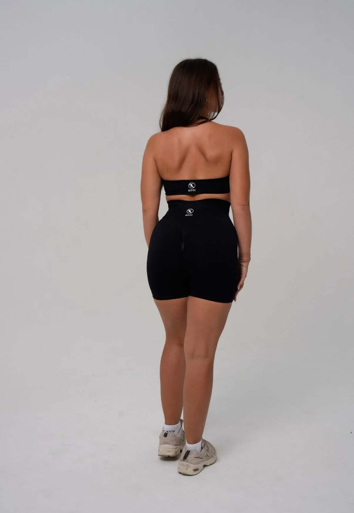 Seamless Scrunch Shorts Black - Kitty Activewear