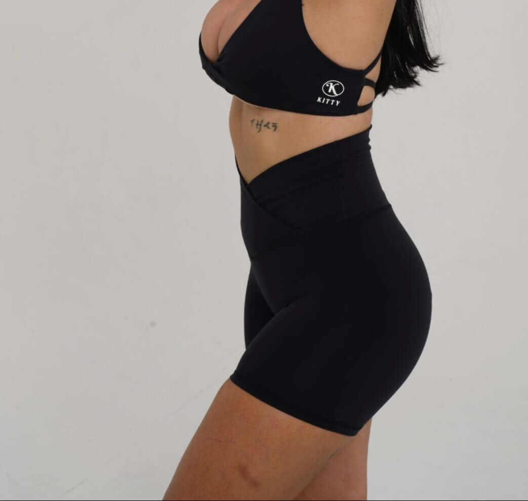 Contour V Waist Short Black - Kitty Activewear