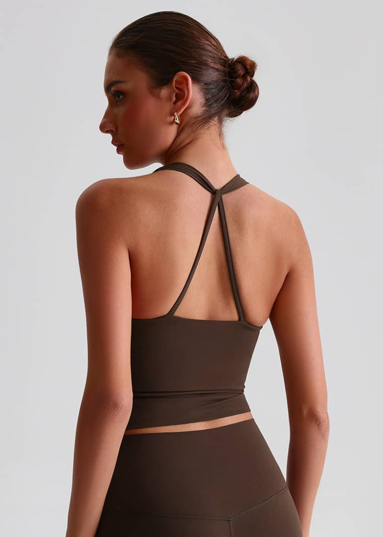 Celine Scrunch Tank Espresso - Kitty Activewear
