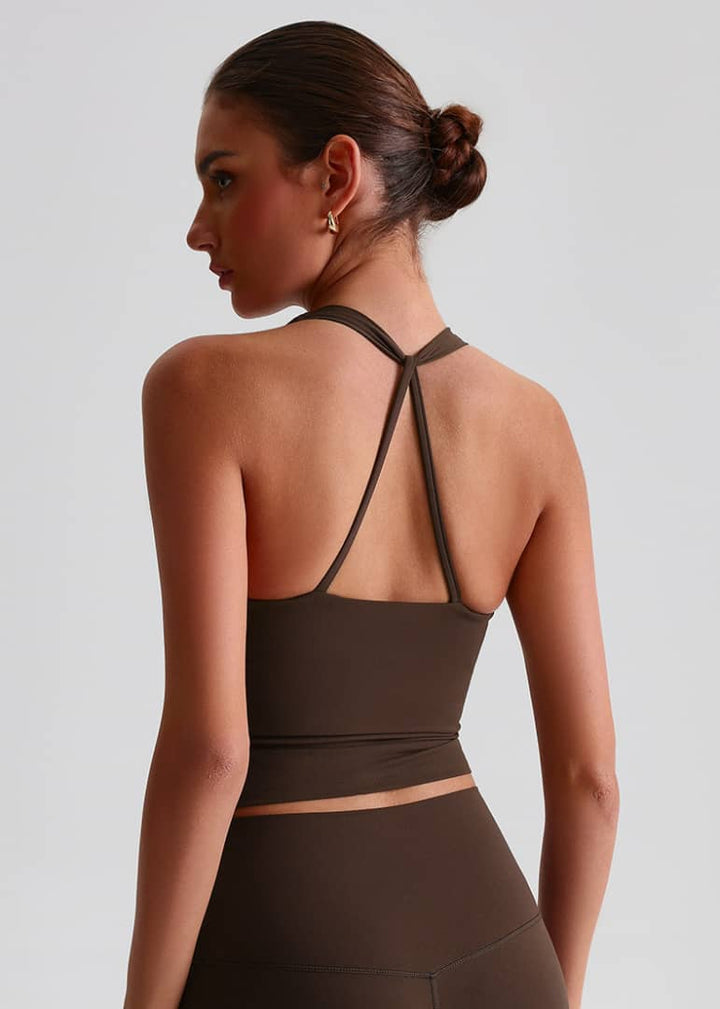 Celine Scrunch Tank Espresso - Kitty Activewear