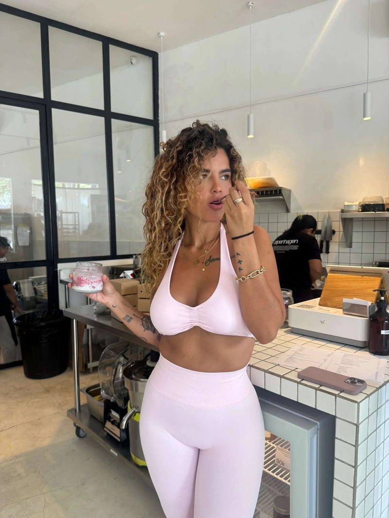 Aria Scrunch Bra Baby Pink - Kitty Activewear