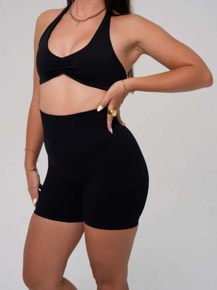Seamless Scrunch Shorts Black - Kitty Activewear